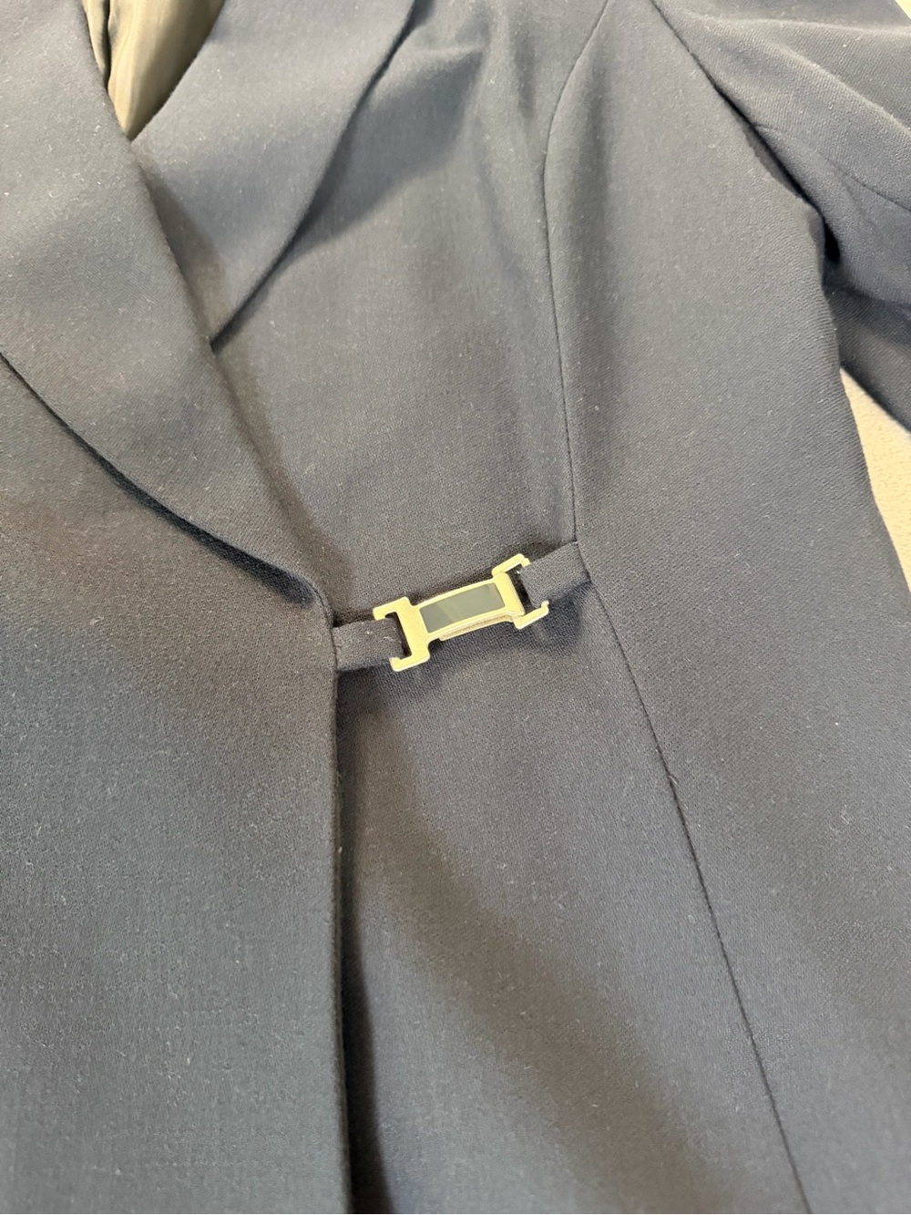 Kasper Women’s Navy Double Breasted Suit Jacket/ Blazer-Metal Side Hook -Size 14 - Picture 3 of 7